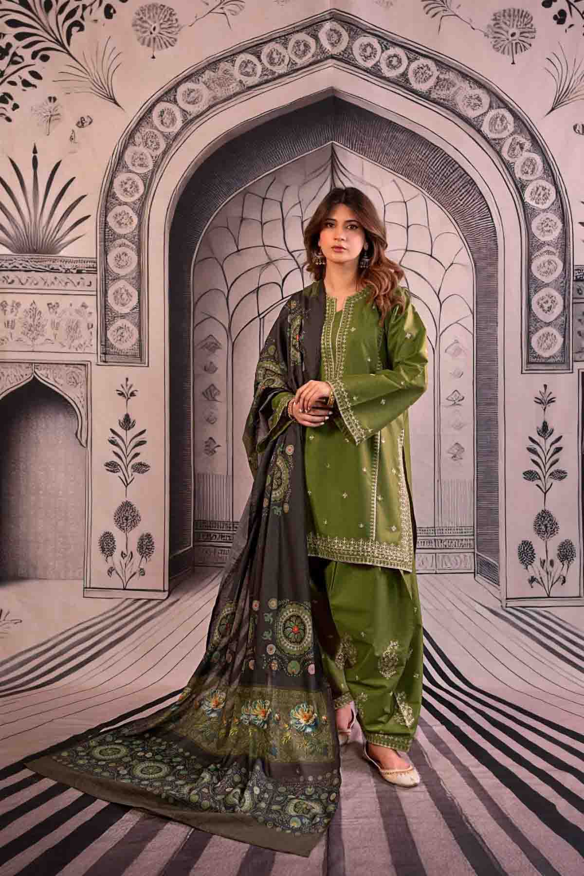 Dhanak Embroidery 3PC SUIT BTK-1032
