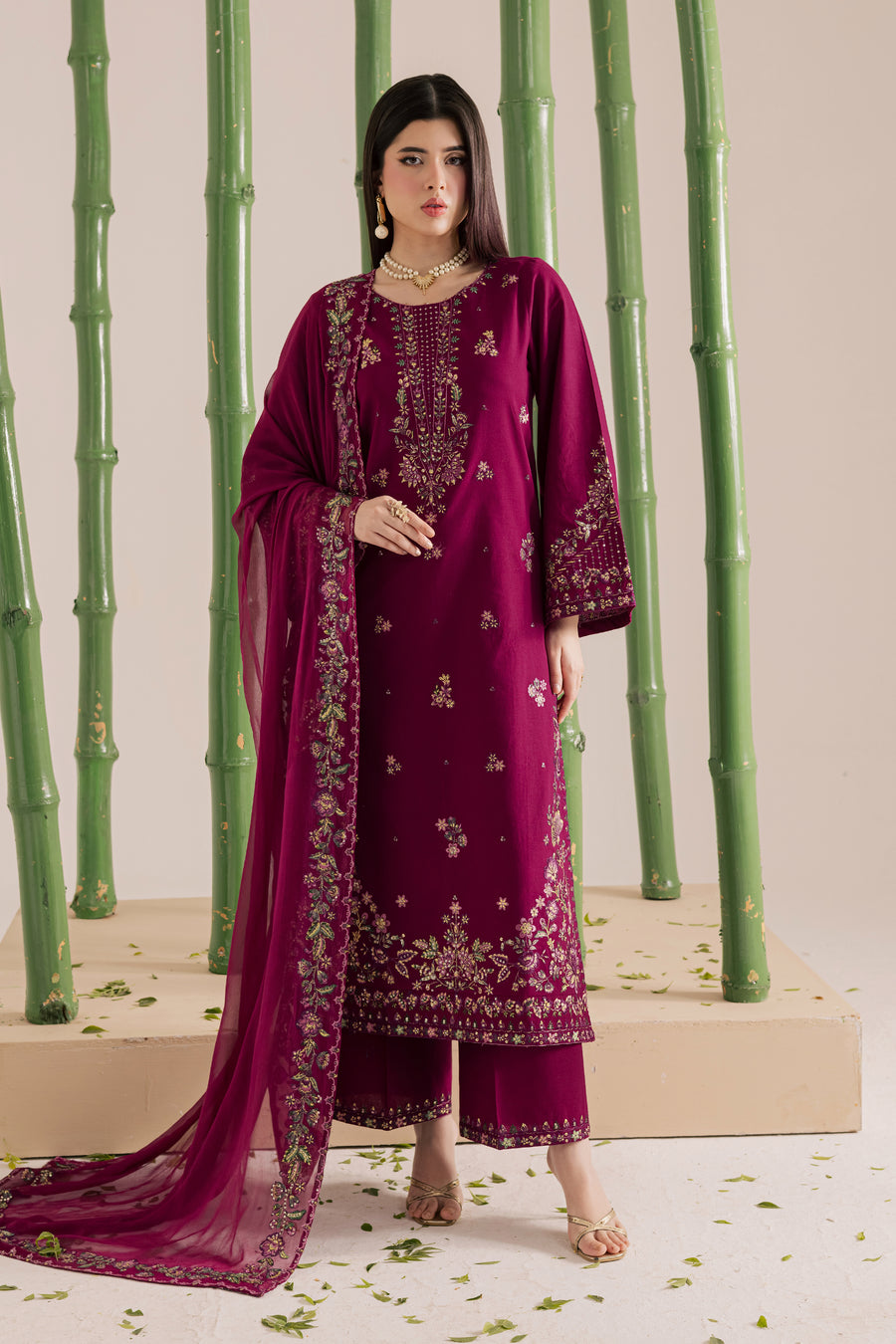 Dhanak Embroidery 3PC SUIT BTK-1034