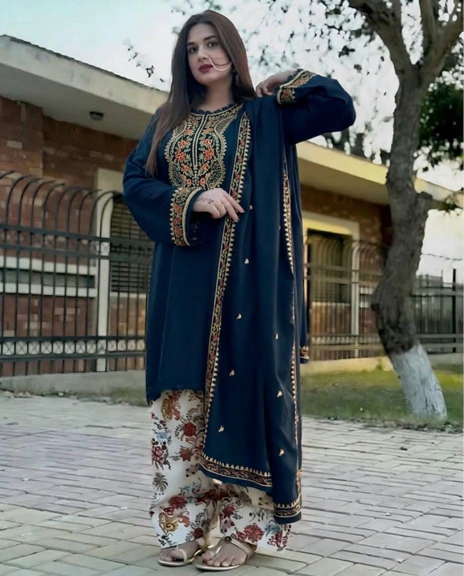 Dhanak Embroidery 3PC SUIT BTK-1037