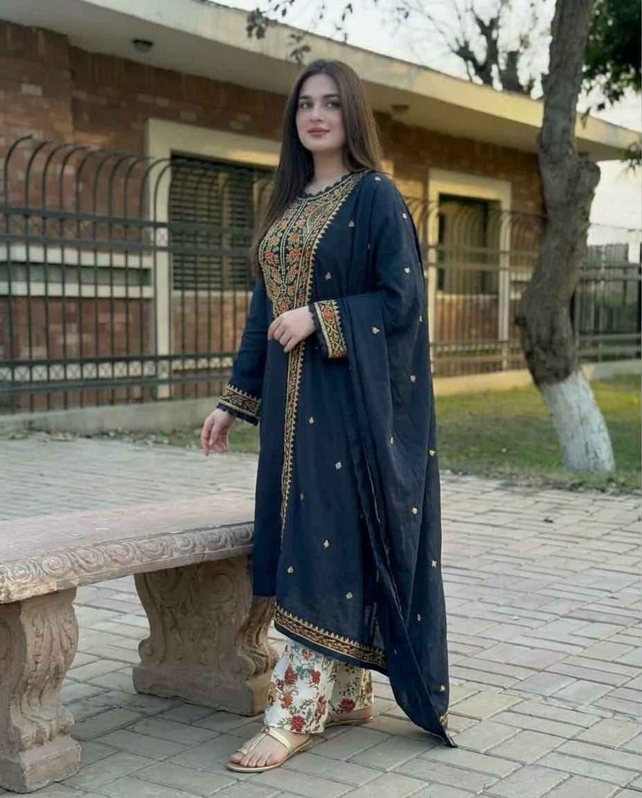 Dhanak Embroidery 3PC SUIT BTK-1037