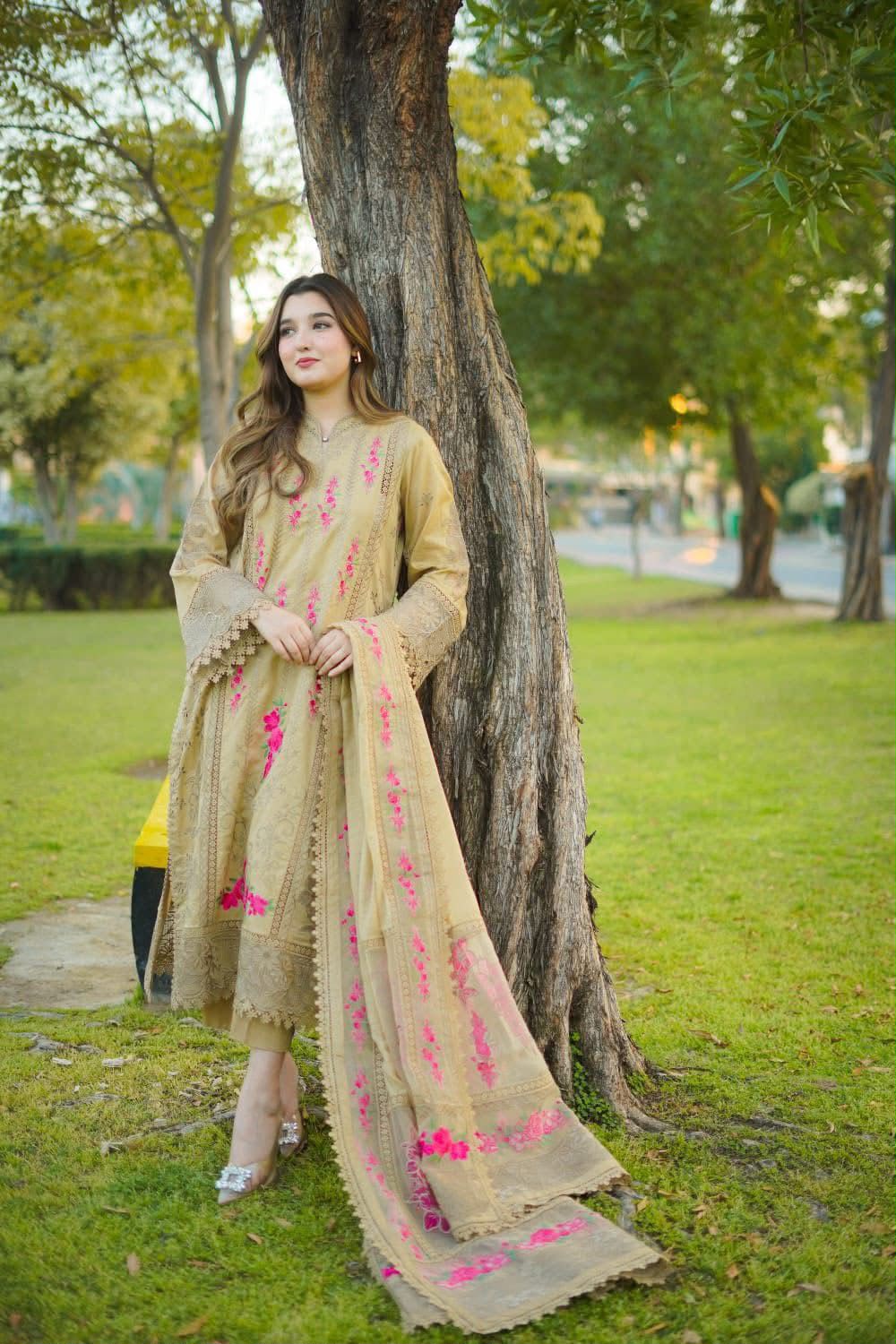 Dhanak Embroidery 3PC SUIT BTK-1042