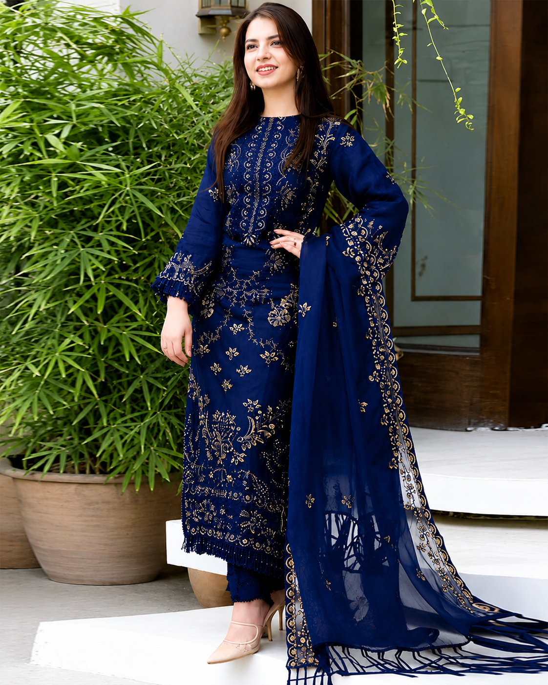 Dhanak Embroidery 3PC SUIT BTK-1020
