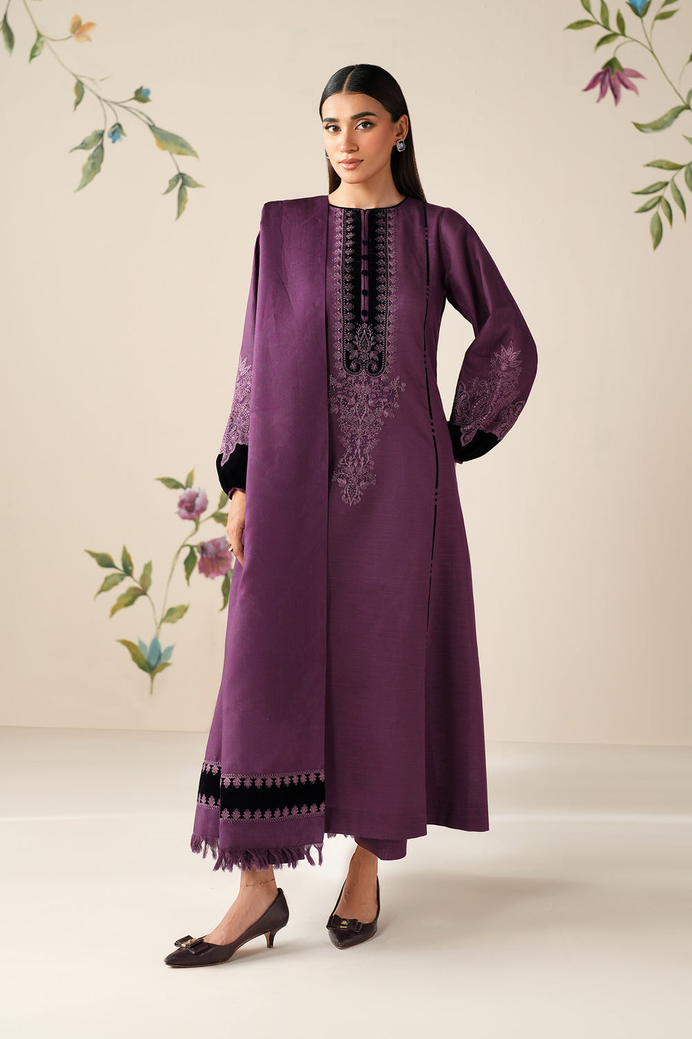 Dhanak Embroidery 3PC SUIT BTK-1007