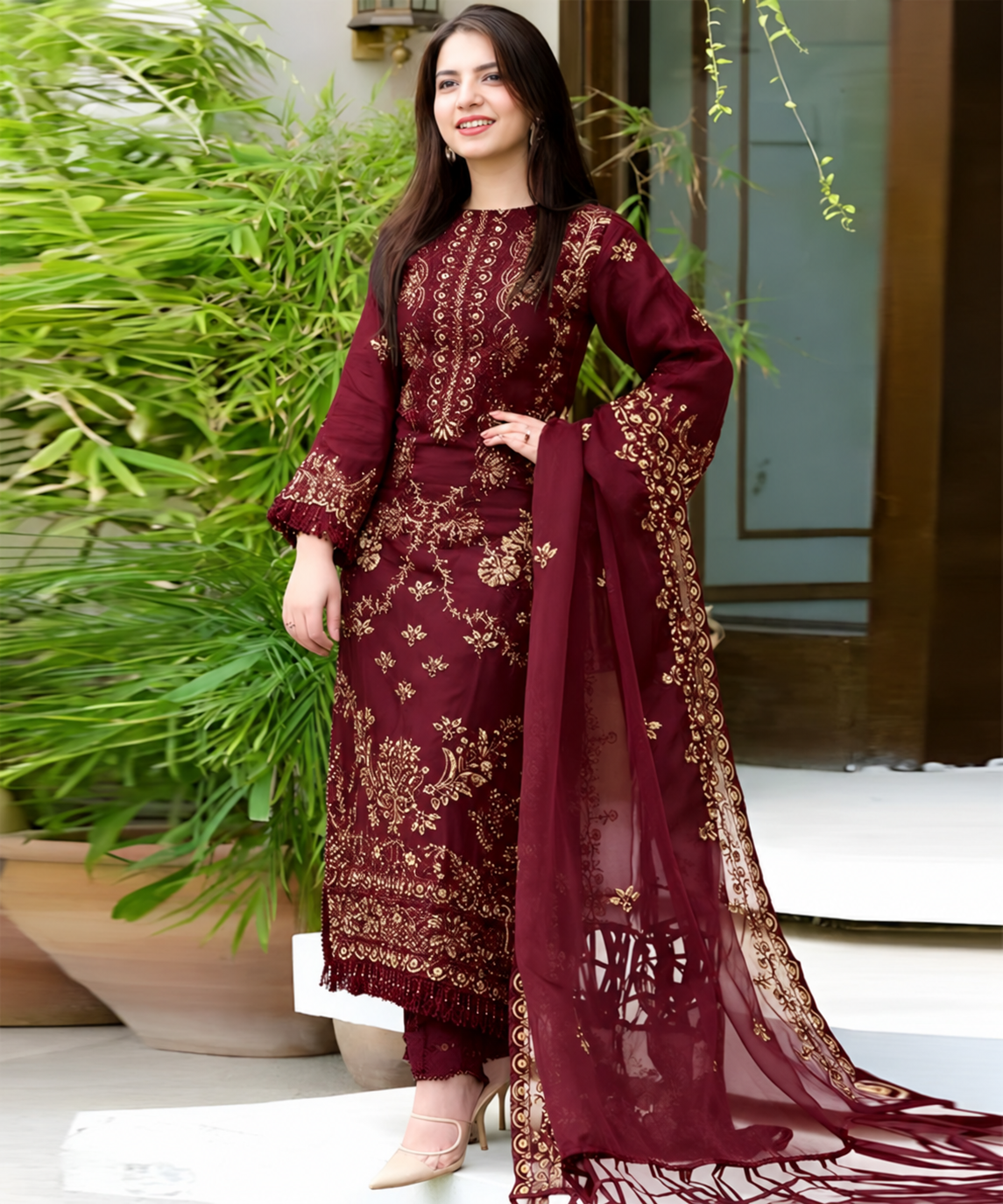 Dhanak Embroidery 3PC SUIT BTK-1021