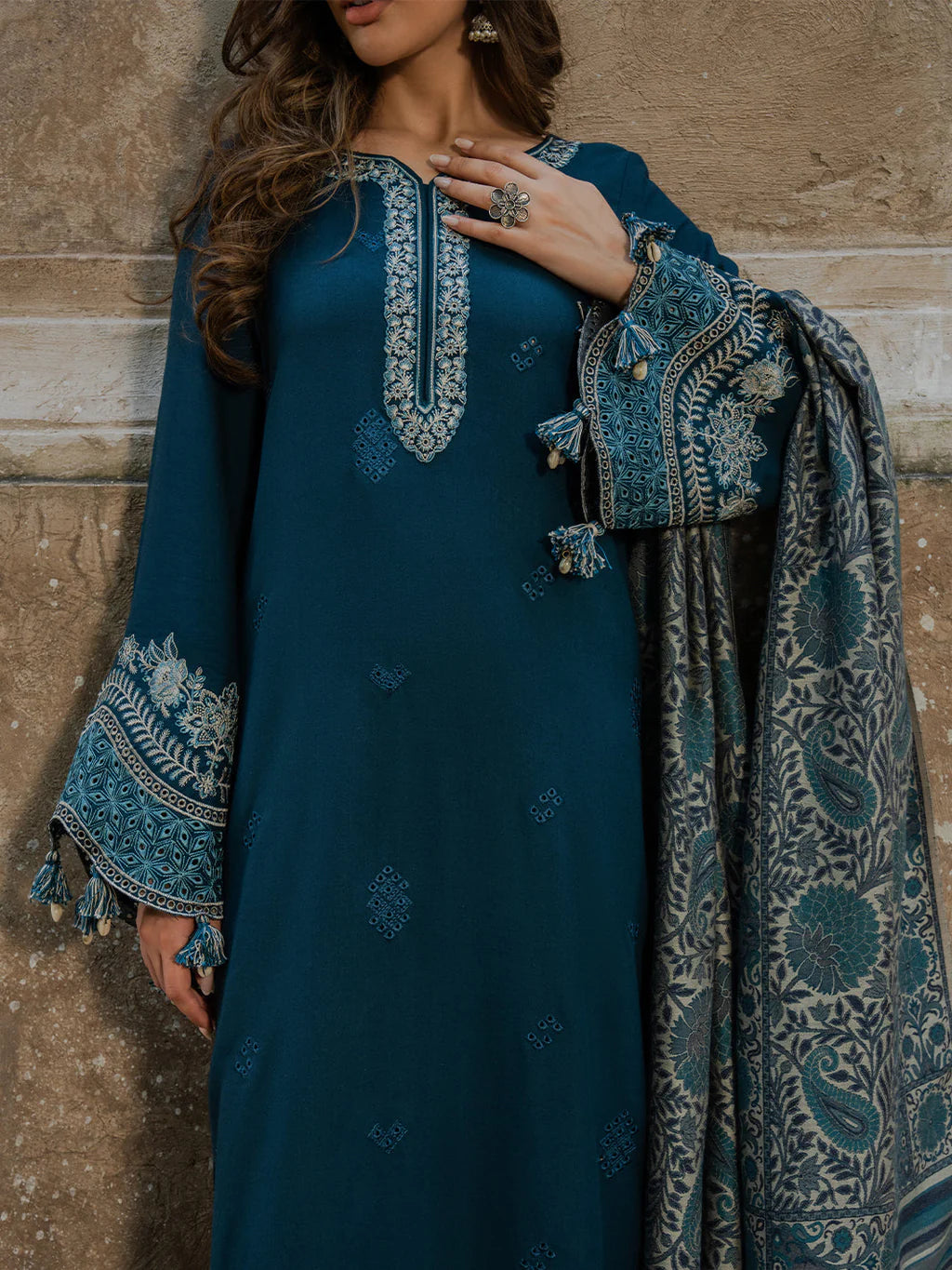 Dhanak Embroidery 3PC SUIT BTK-1009
