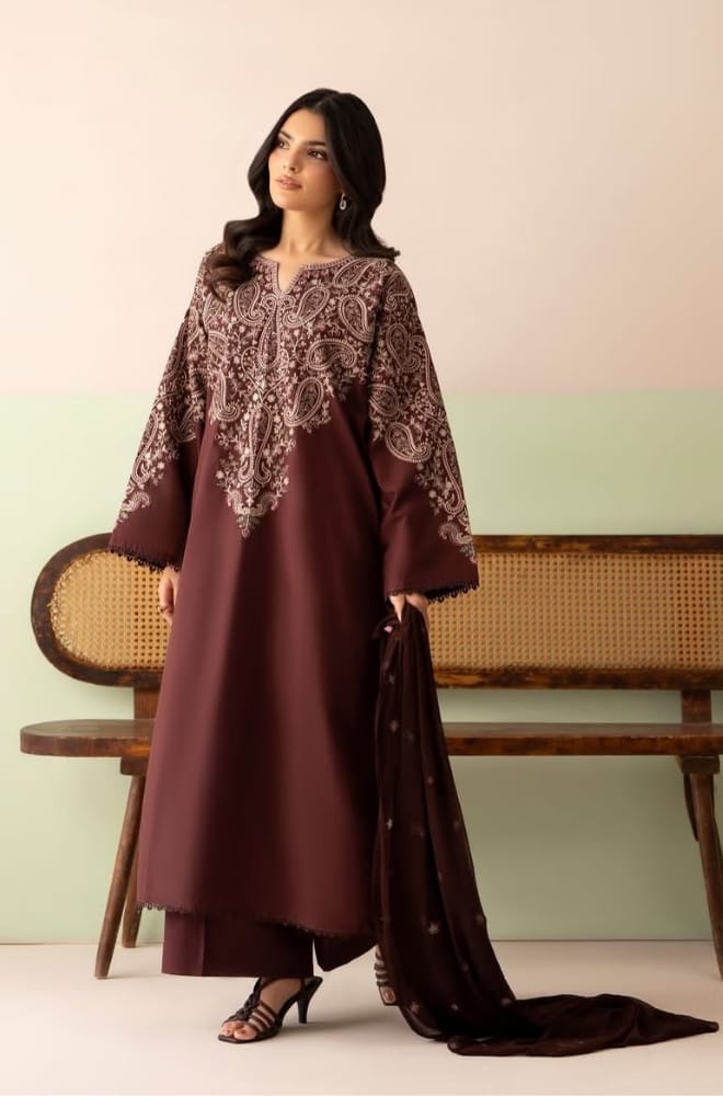 Dhanak Embroidery 3PC SUIT BTK-1006